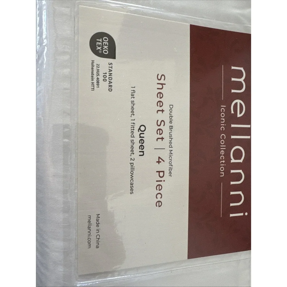 Mellanni White Queen Sheet Set 4 Pc - 2 Pillowcases 1+1 Iconic Collection New